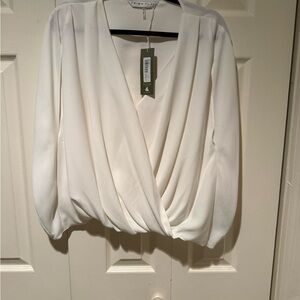 Trina Turk White Draped Blouse